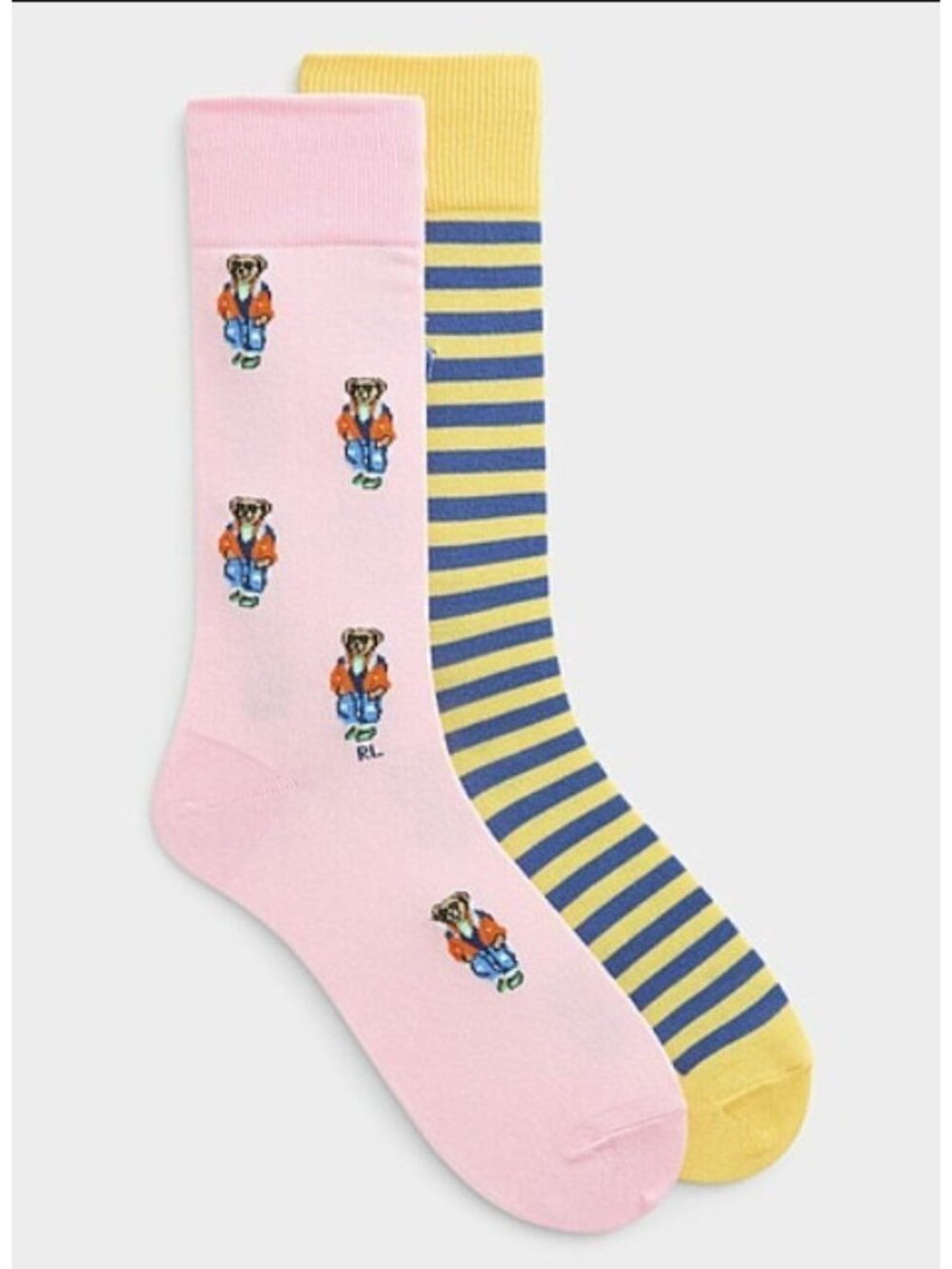 Polo Ralph Lauren 2-Pack Stripe & Polo Bear Cotton Blend Dress Socks